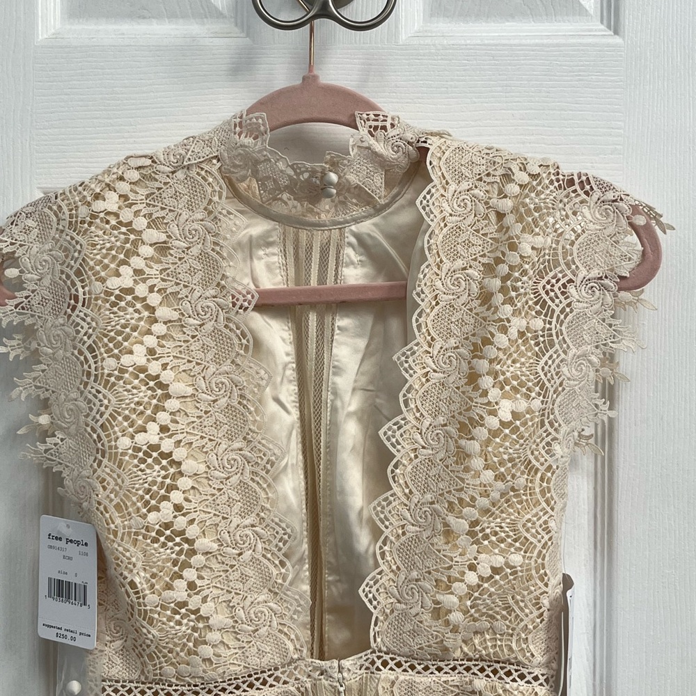 Free People Honey Mini Lined Dress ECRU Cream Lace NWT Fairy Whimsical 0 - Picture 11 of 16